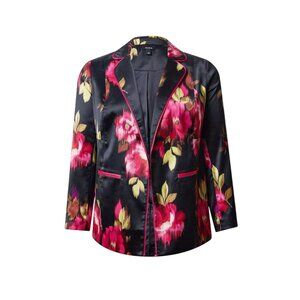 Torrid Satin Relaxed Blazer Women's 3X 22-24 Black Pink Blair Floral Open-Front